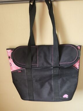 Thermos Black and Pink Tote Bag with Patterned Sides